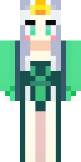 a queen in a flowing emerald gown with a silver tiara