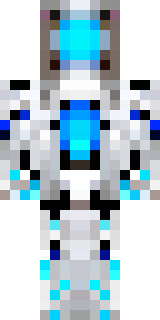 a chrome android with glowing blue eyes and exposed joints
