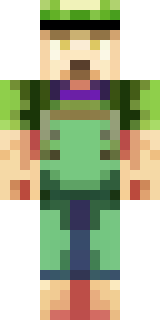 a farmer villager in a straw hat with a green apron