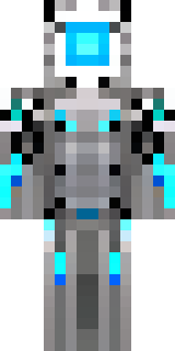 a chrome android with glowing blue eyes and exposed joints