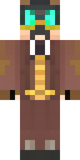 a steampunk inventor in a brown leather coat and brass goggles