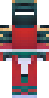 a samurai in red lacquered armor with a horned helmet