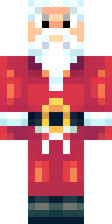 a jolly Santa in a red suit with a white beard and sack