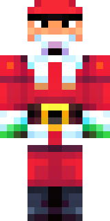 a jolly Santa in a red suit with a white beard and sack
