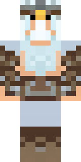 a frost viking in white furs and a horned helm