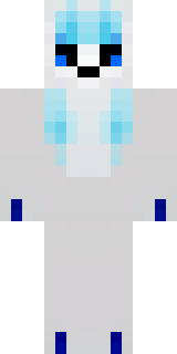 a snow fox spirit in white fur with blue markings