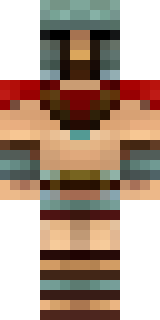a gladiator in bronze arm guards and a red-plumed helmet