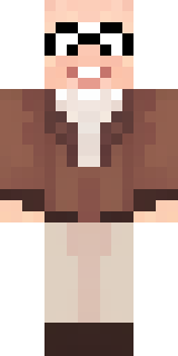 a friendly villager librarian in brown robes with glasses