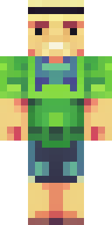 a farmer villager in a straw hat with a green apron