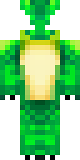 a dragon hybrid with green scales, horns and a spined tail