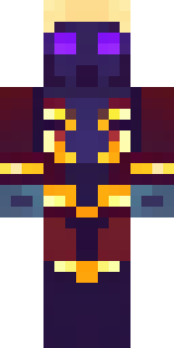 a nether hunter in crimson hide with glowing gold trim