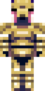 a piglin brute in gold armor with a snout and tusks