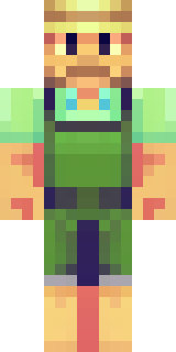 a farmer villager in a straw hat with a green apron