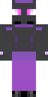 an enderman-inspired figure, tall and black with purple eyes