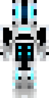 a chrome android with glowing blue eyes and exposed joints
