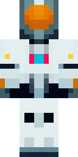 a mecha pilot in a white flight suit with a segmented helmet