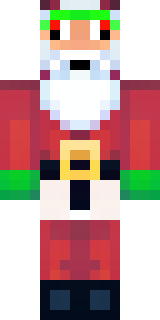 a jolly Santa in a red suit with a white beard and sack
