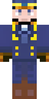 an airship captain in a navy coat with copper gadgets