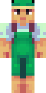 a farmer villager in a straw hat with a green apron
