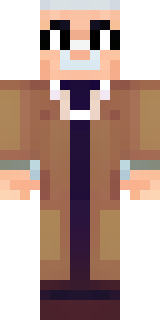 a friendly villager librarian in brown robes with glasses