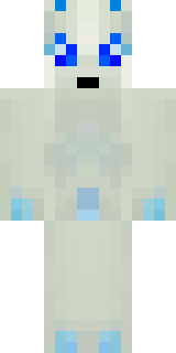 a snow fox spirit in white fur with blue markings