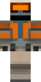 a battle-worn pilot in orange plating with scorch marks