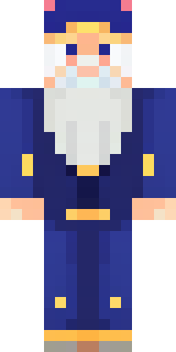 an old wizard in a starry midnight-blue robe and pointed hat