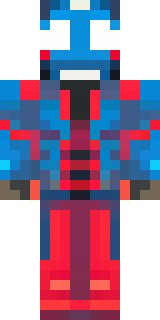 a masked hero in a sleek red and blue suit with a chest emblem