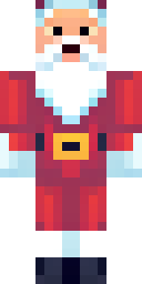 a jolly Santa in a red suit with a white beard and sack