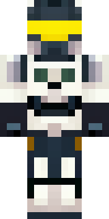 a mecha pilot in a white flight suit with a segmented helmet