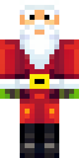 a jolly Santa in a red suit with a white beard and sack