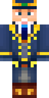 an airship captain in a navy coat with copper gadgets