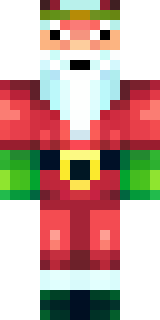 a jolly Santa in a red suit with a white beard and sack