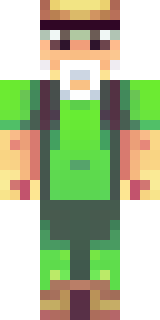 a farmer villager in a straw hat with a green apron