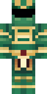 a jade samurai in green and gold ceremonial armor