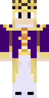 a young king in an ermine-trimmed purple cloak and gold crown