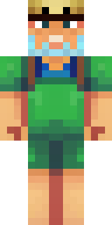a farmer villager in a straw hat with a green apron
