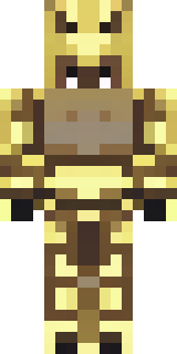 a piglin brute in gold armor with a snout and tusks