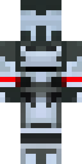 a chrome-armed enforcer in dark tactical gear with red optics